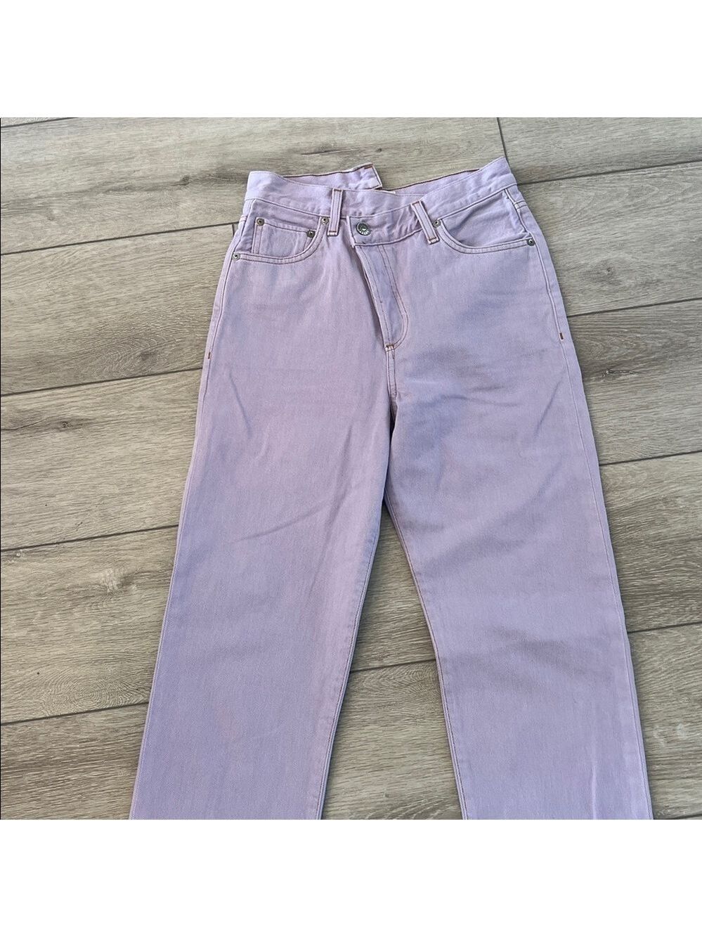 Agolde Lavender cross cross asymmetrical waist Straight Leg Jeans size 24 - Picture 5 of 11